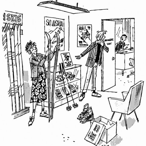 Ski shop cartoon