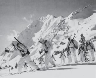 Paratroops breaking trail at Alta